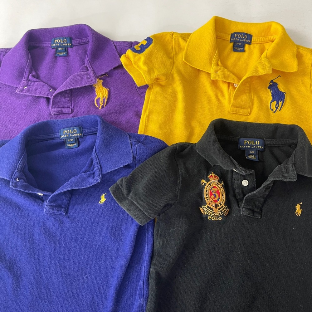 Polo Ralph Lauren Polo Shirts Toddler Boys 3T Lot of 4 Big Pony Crest Preppy
